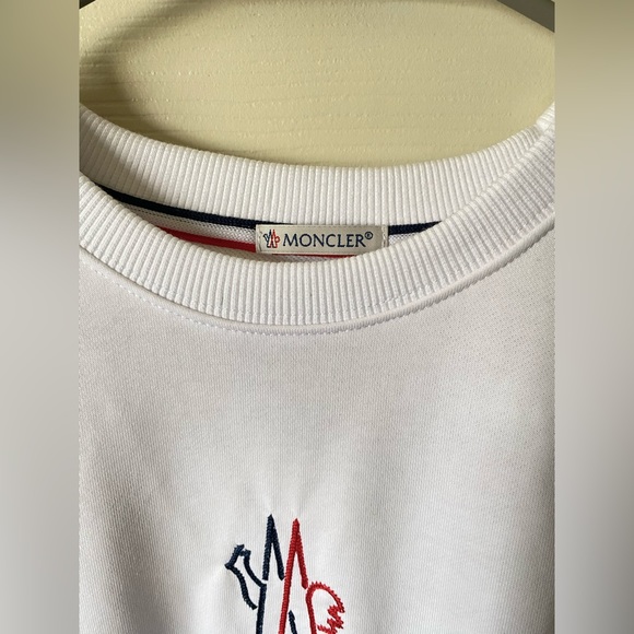 White Moncler Sweatshirt w/ logo & Emblem (Size L, fits M or Slim L better) - Picture 2 of 3